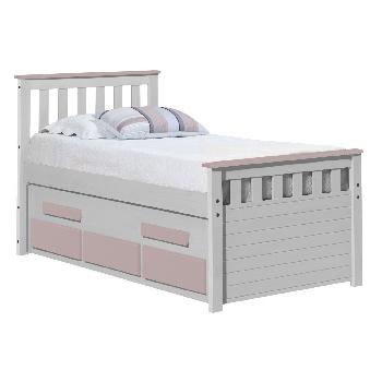 Captains bergamo short guest bed - Single - White and Pink