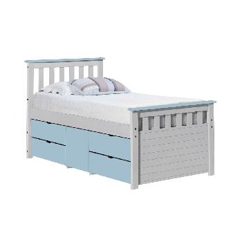 Captains ferrara small storage bed - Single - White and Baby Blue