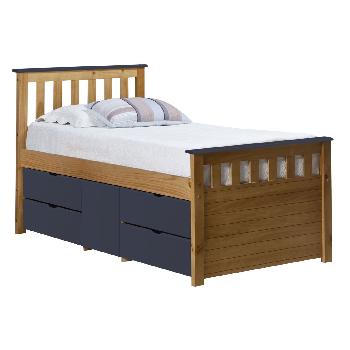 Captains ferrara storage bed - Single - Antique and Blue