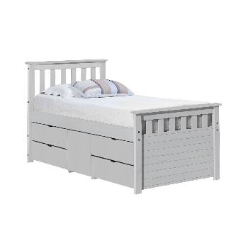 Captains ferrara storage bed - Single - White and White