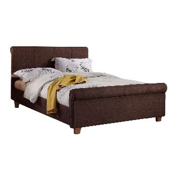 Caramel Fabric Bed - Dark Brown - Double