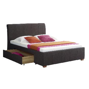 Charcoal Amadora Fabric Bed with Draw - Double