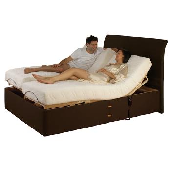 Charlotte Memory Adjustable Bed Set in Brown Charlotte Brown Superking 2 Drawer Bolt On Massage No Heavy Duty