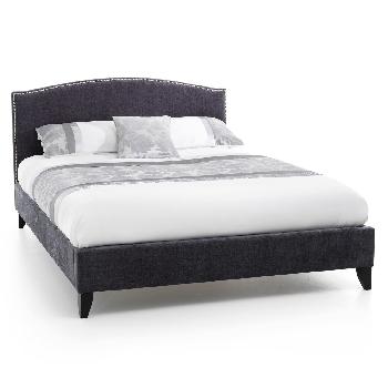 Charlotte Superking Fabric Bed Mink Mahogany Feet