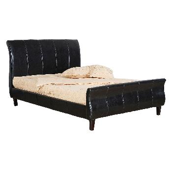 Charlton Faux Leather Bed Double Brown
