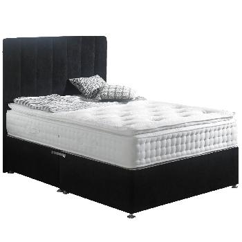 Chelsea Pillowtop Pocket Memory Divan Set Double Black Hercules 2 Side Drawers Floor Standing