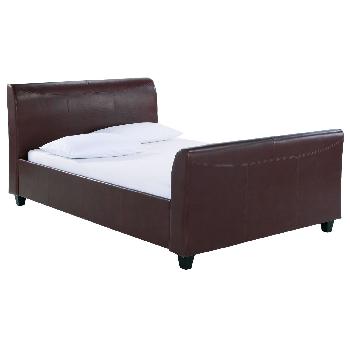 Chester Vintage Brown Faux Leather Bed Frame Double