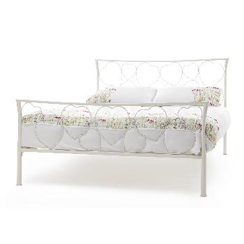 Chloe Ivory Gloss Metal Bed Frame Double
