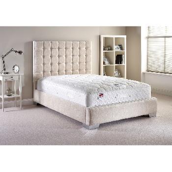 Coppella Fabric Divan Bed and Mattress Set Cream Chenille Fabric Super King 6ft