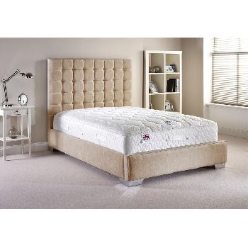 Coppella Fabric Divan Bed and Mattress Set Mink Chenille Fabric Double 4ft 6