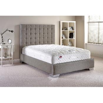 Coppella Fabric Divan Bed and Mattress Set Silver Chenille Fabric Double 4ft 6