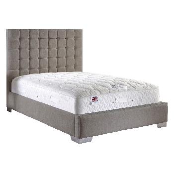 Coppella Fabric Divan Bed and Mattress Set Silver Chenille Fabric Small Single 2ft 6