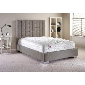 Coppella Fabric Divan Bed and Mattress Set Silver Chenille Fabric Super King 6ft