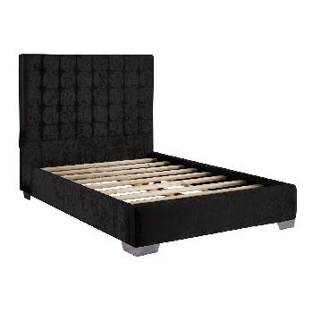 Coppella Velvet Divan Bed Frame Black Velvet Fabric Double 4ft 6