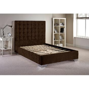 Coppella Velvet Divan Bed Frame Chocolate Velvet Fabric Small Double 4ft