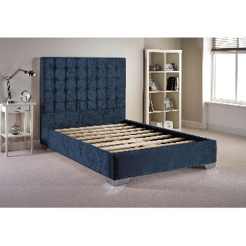 Coppella Velvet Divan Bed Frame Denim Blue Velvet Fabric Double 4ft 6
