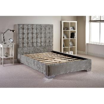 Coppella Velvet Divan Bed Frame Silver Velvet Fabric King Size 5ft