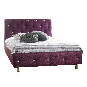 Crystal Chenille Bed Frame - King Aubergine