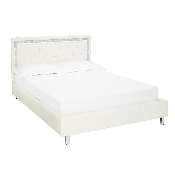 Crystalle Faux Leather Bed - White - Double