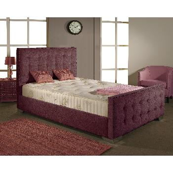 Delaware Fabric Divan Bed Frame Aubergine Chenille Fabric Double 4ft 6