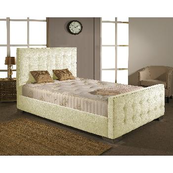 Delaware Fabric Divan Bed Frame Cream Chenille Fabric Double 4ft 6