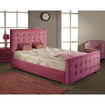Delaware Fabric Divan Bed Frame Pink Chenille Fabric King Size 5ft