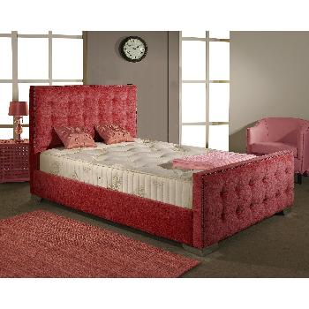 Delaware Fabric Divan Bed Frame Raspberry Chenille Fabric Double 4ft 6