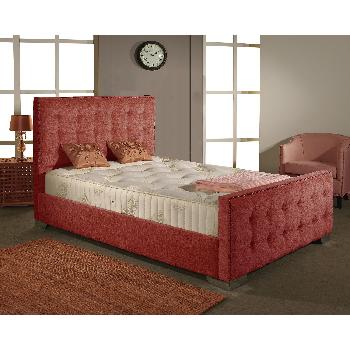 Delaware Fabric Divan Bed Frame Red Chenille Fabric Double 4ft 6