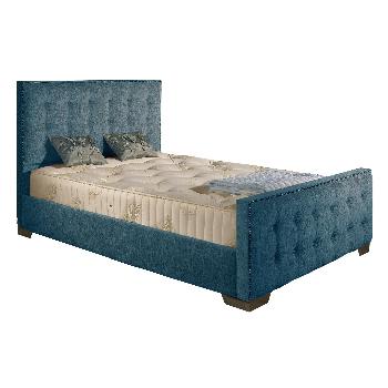 Delaware Fabric Divan Bed Frame Teal Chenille Fabric Super King 6ft