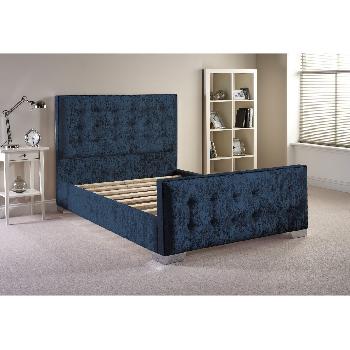 Delaware Velvet Divan Bed Frame Denim Blue Velvet Fabric King Size 5ft