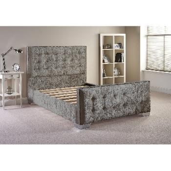 Delaware Velvet Divan Bed Frame Silver Velvet Fabric Double 4ft 6