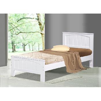 Denver White Wooden Bed Frame and Memory Foam Support 250 Mattress with Pillows Double