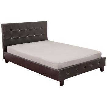 Diamante Faux Leather Bed Frame in Black Double Black