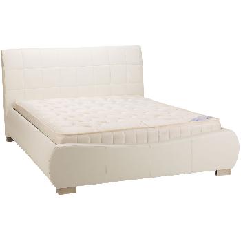 Dorado White Faux Leather Bed Frame Superking