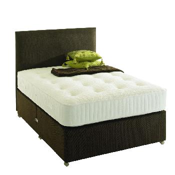 EcoDeep Platform Top Chenille Divan Set Small Single Dark Brown 2 Drawers No Headbord