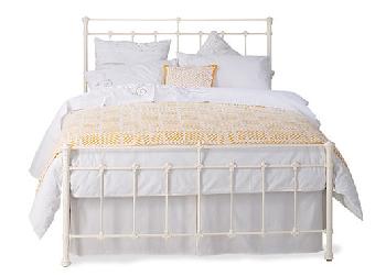 Edwardian Glossy Ivory Metal Bed Frame - 4'0 Small Double