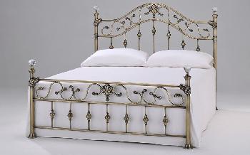 Elizabeth Brass Bed Frame, Double, Crystal Finials