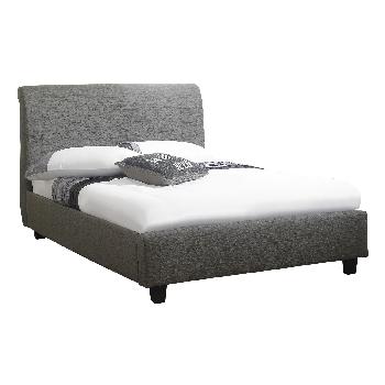 Elvee Chenille Bed Frame - Double Charcoal