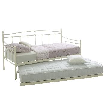 Essina Day Bed and trundle White with Mattress and Bedding Bale Single