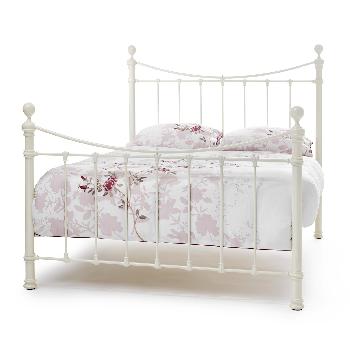 Ethan Metal Ivory Gloss Bedstead Double