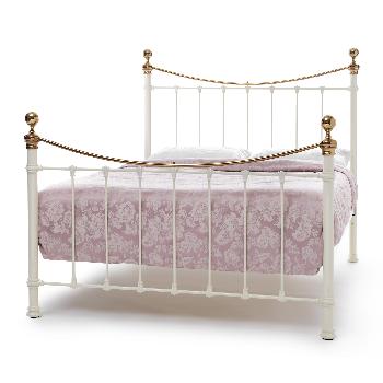 Ethan Metal Ivory Gloss Brass Bedstead Superking