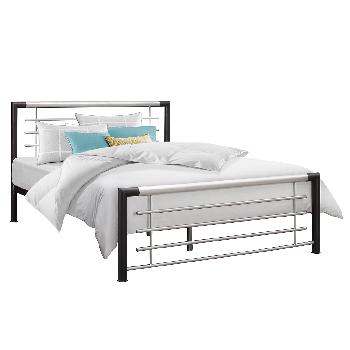 Faro Chrome and Black Bed Frame Double