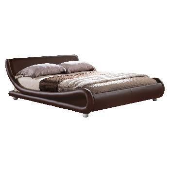 Faux Leather Brown Curved Bed Frame King