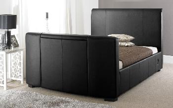 Faux Leather TV Bed, Double, Faux Leather - Brown