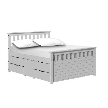 Ferrara Long Captains Storage Bed with One Side Storage Double Whitewash