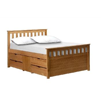 Ferrara Long Captains Storage Bed with One Side Storage King Antique