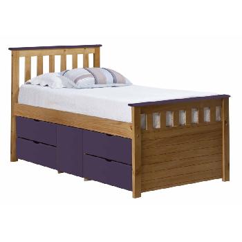 Ferrara Long Single Captains Storage Bed Antique with Lilac