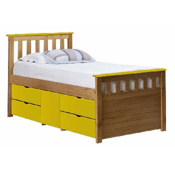 Ferrara Long Single Captains Storage Bed Antique with Lime