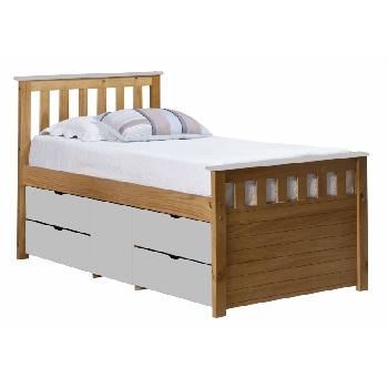Ferrara Long Single Captains Storage Bed Antique with White