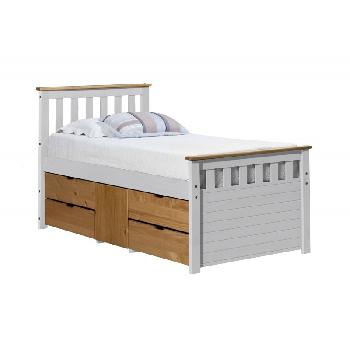 Ferrara Long Single Captains Storage Bed White with Antique